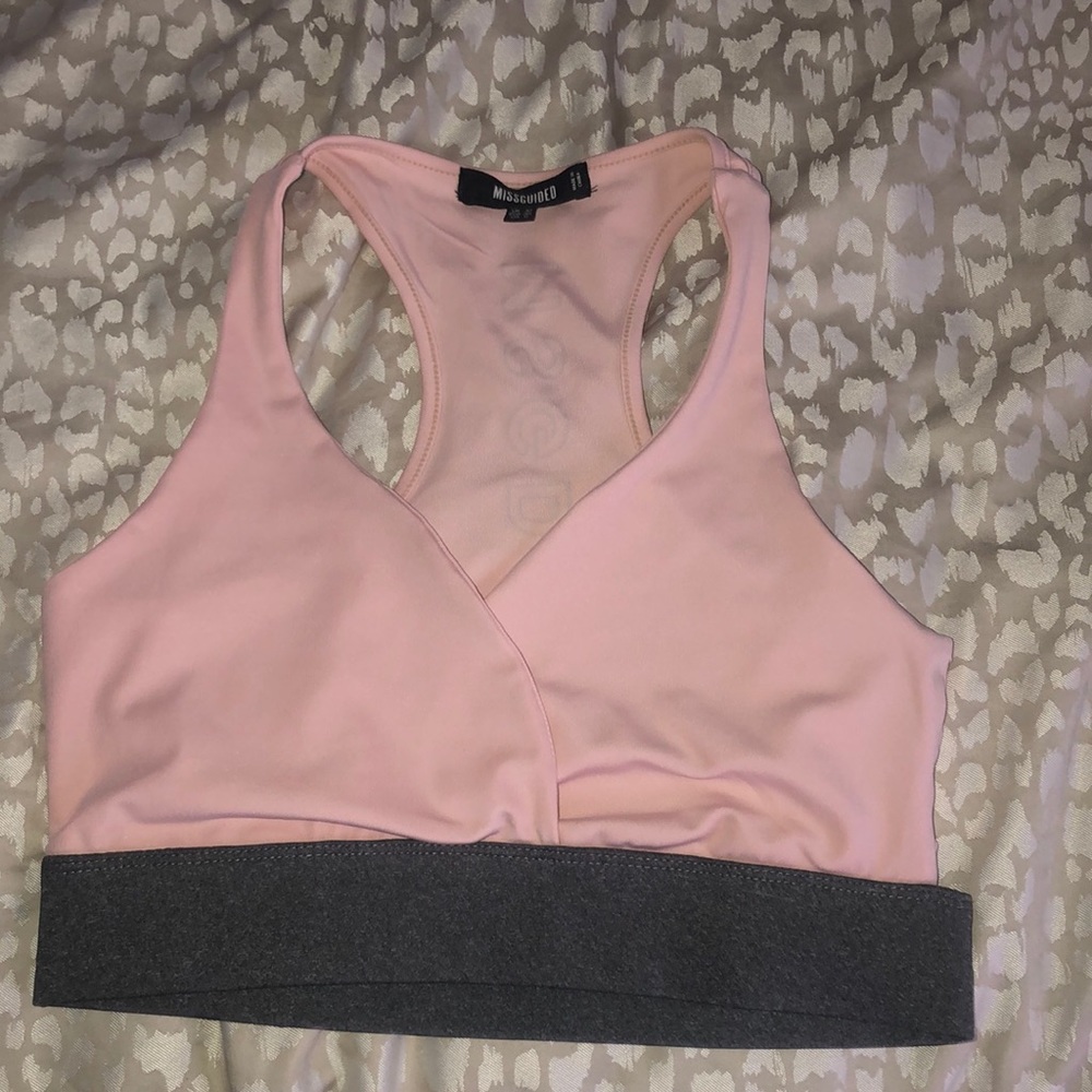 NEW MissGuided Light Pink cutout sports bra